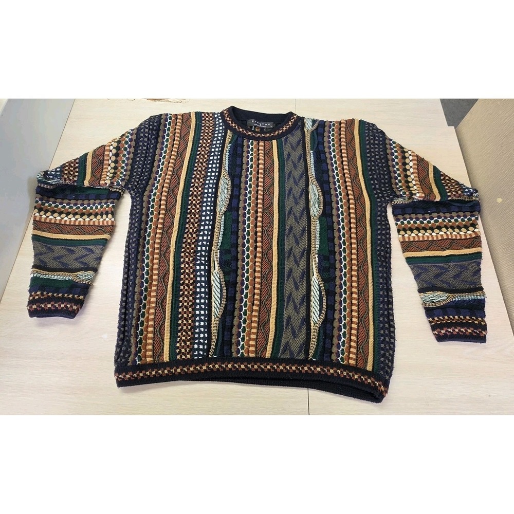 Vintage 90s Protege Collection 3D Cable Knit Sweater COOGI Style USA Adult L